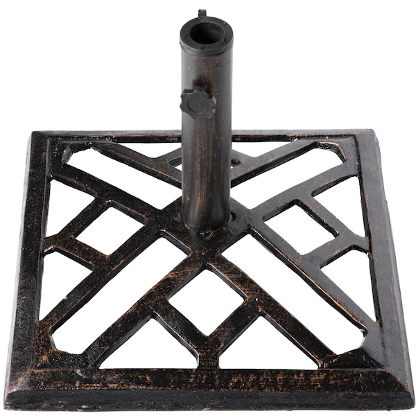 Gardenised Square- Bronze Cast Iron Umbrella Base Stand 19 lbs QI003816 - main